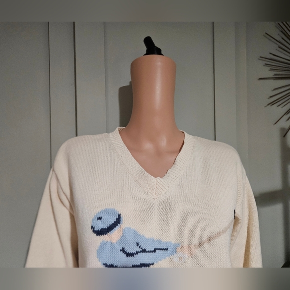 Vintage Liz Claiborne Liz Golf Sweater – Cotton Golf Graphic Sweater – Size M - Picture 6 of 16